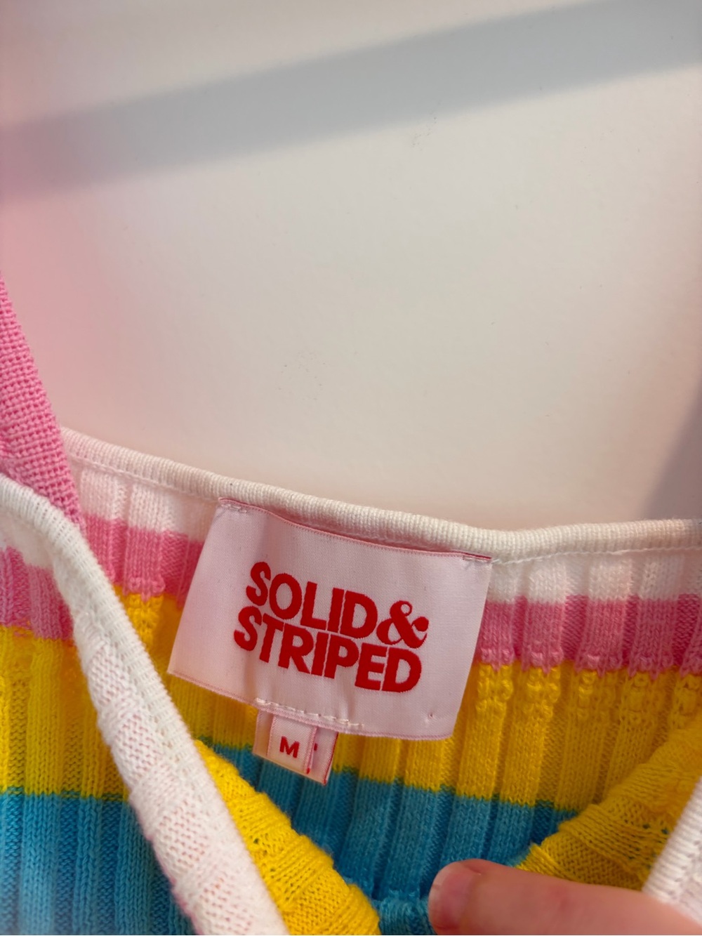 SOLID & STRIPED Rainbow Ribbed Tank - Pink, Yellow, Blue